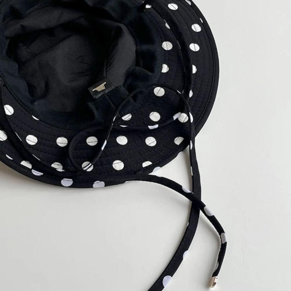 Black Dot Bucket Hats Leopard Print Sun Hat Versatile Big Brim Hat Outdoor Beach Vacation Wear