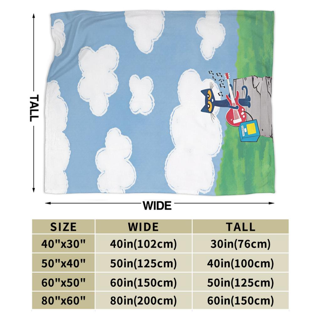 Pete The Cat Stars Comic Warm Blanket Aesthetic Plane Travel Throw Blanket Couch Chair Flannel Bedspread Sofa Bed Cover