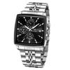 Business Quartz Watch Men Gold White Chronograph Dress Wristwatch with Stainless Steel Band Auto Date Luminous Hands 24-hour