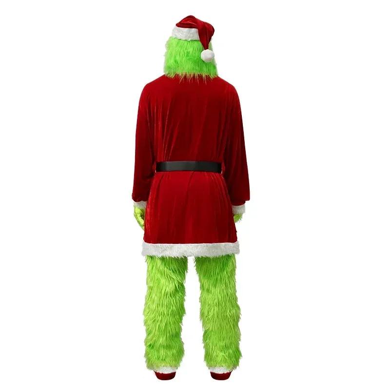 Christmas Cosplay Clothes Santa Geek Green Hairy Party Performance Costume Mask Xmas Adult Santa Claus Costumes Halloween