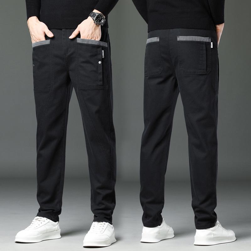 Qiuchao Men's Four-Way Stretch Casual Pants - Comfortable, Breathable, Anti-Wrinkle, and Straight Fit with Four Pockets.