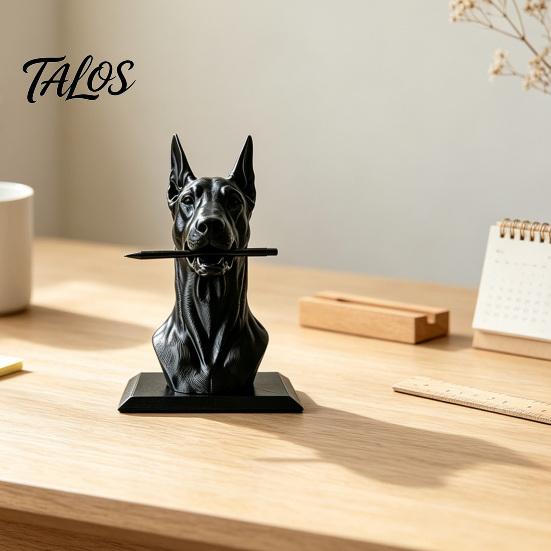 Modern Home Office Organizer Doberman Dog Shape Pen Holder, Creative Plastic Stationery Organizer, Artistic Workstation 3D Print Desktop Decoration,