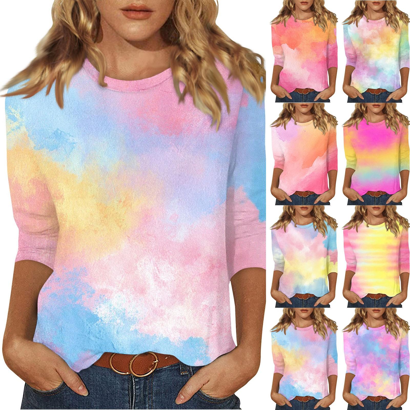 

Women s O-neck 3/4 Sleeve Print Ed Top XL Кіновар