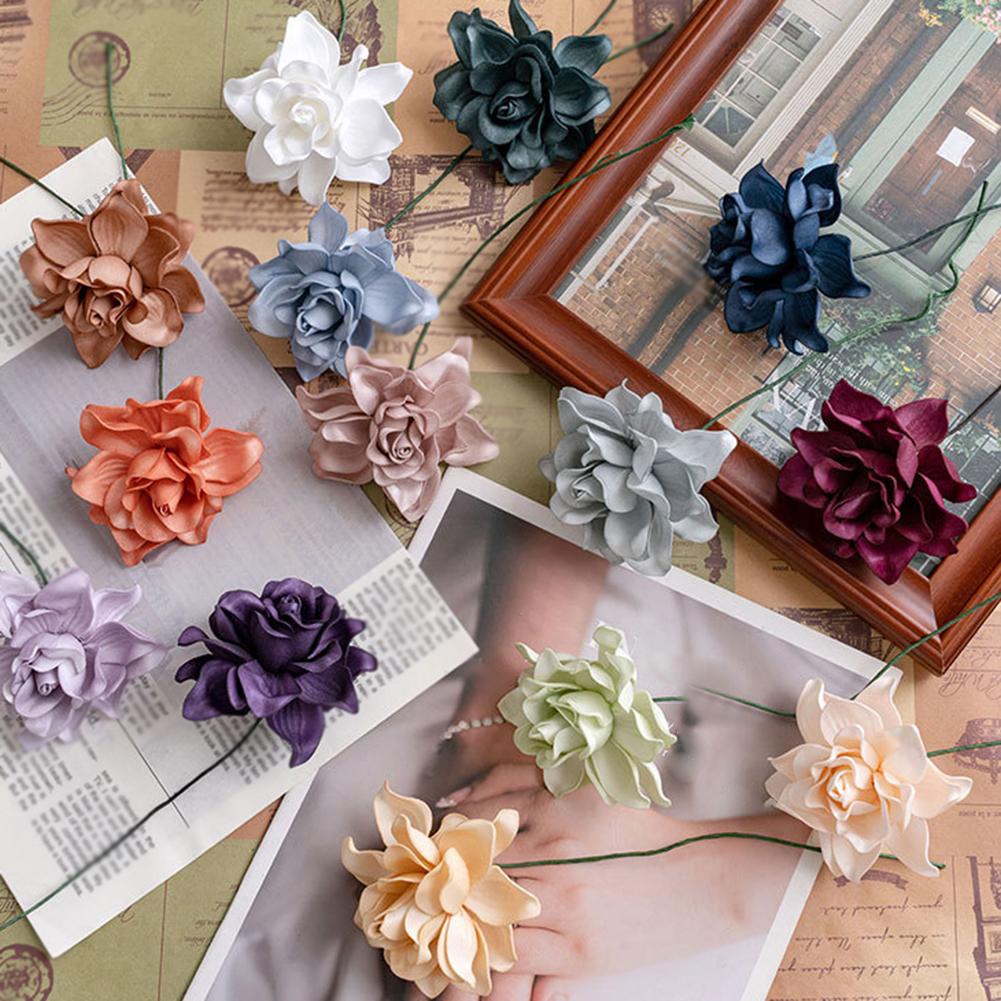 Artificial Gardenia Home Decor Vibrant Flowers Flexible Stems
