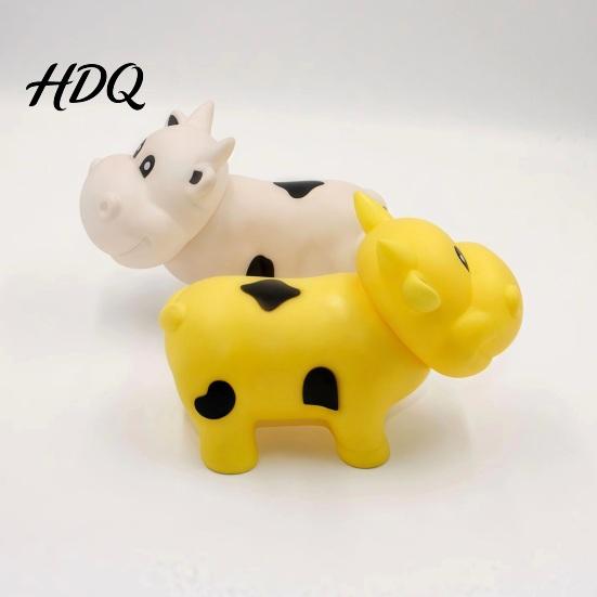 Pinch Resistant Toy Squeaky Cow Squeeze with Realistic Sound Soft TPR Fidget for Stress Rubber Ball Relief & Pranks Cute Farm Animal-Shaped