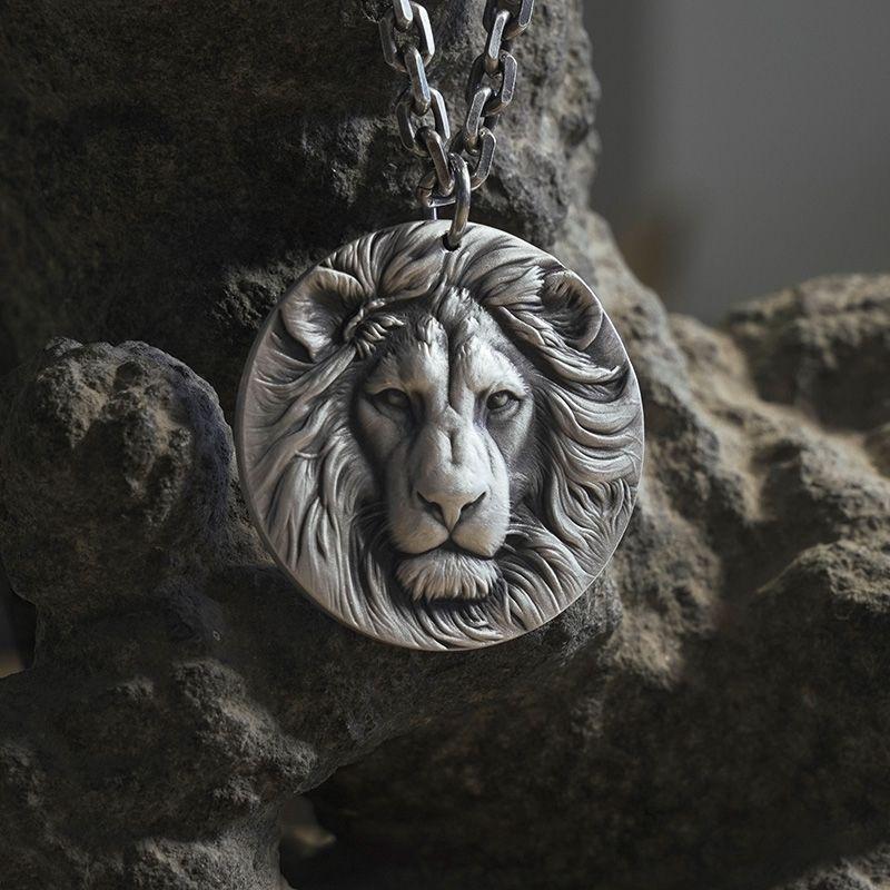 European and American New Domineering Lion Head Pendant Fashionable Holiday Gift Necklace for Boyfriend 60CM