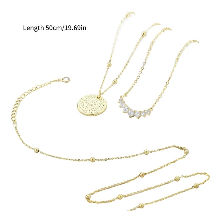 Trendy Multilayered Necklace for Women Handmade Layering Disc Circle Pendant Neckchain Stylish Neckwear Accessories