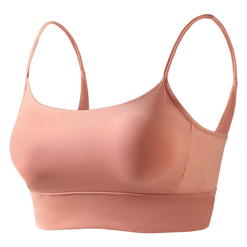 Women's Wireless Strappy Sports Bra - Seamless Shockproof Design for Running & Fitness