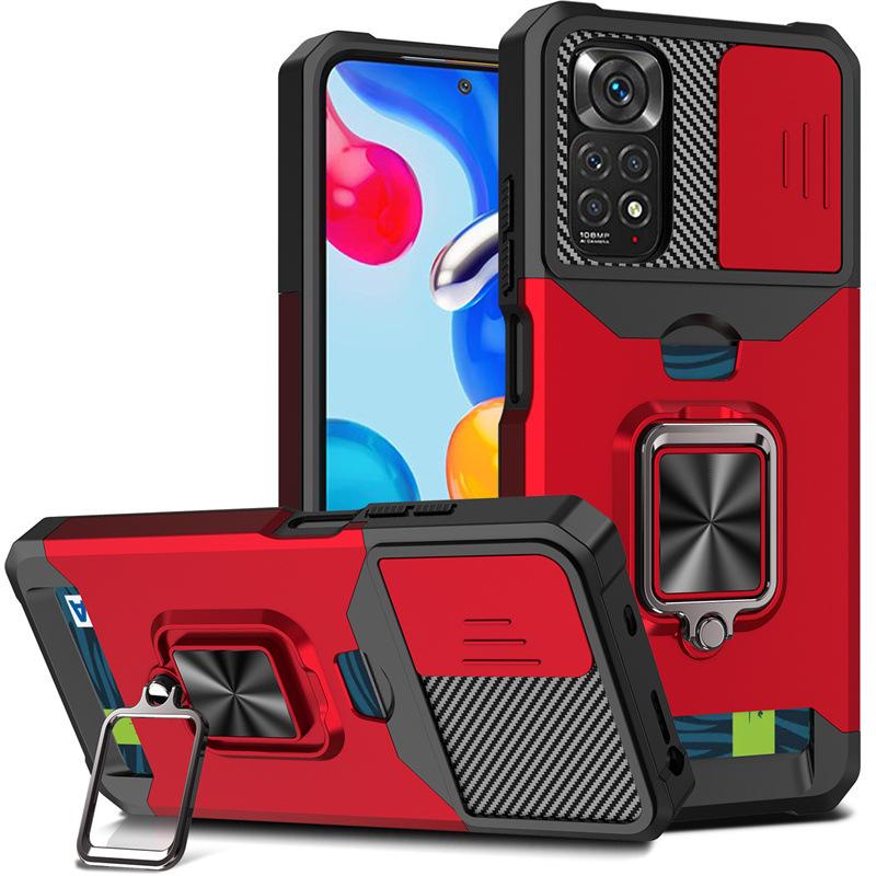 Redmi 14C/Note 14 Pro Pouzdro odolné proti pádu s přihrádkou na karty a držákem