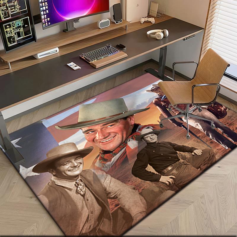 1pc John Wayne's Western Cowboy Trail Carpet Rug for Living Room Bedroom Home Sofa Decoration,Kids play Non-slip Floor Mat