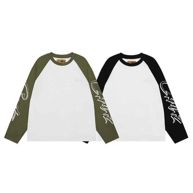 Skull Island Unisex Color Block Letter Print Raglan Long Sleeve T-shirt