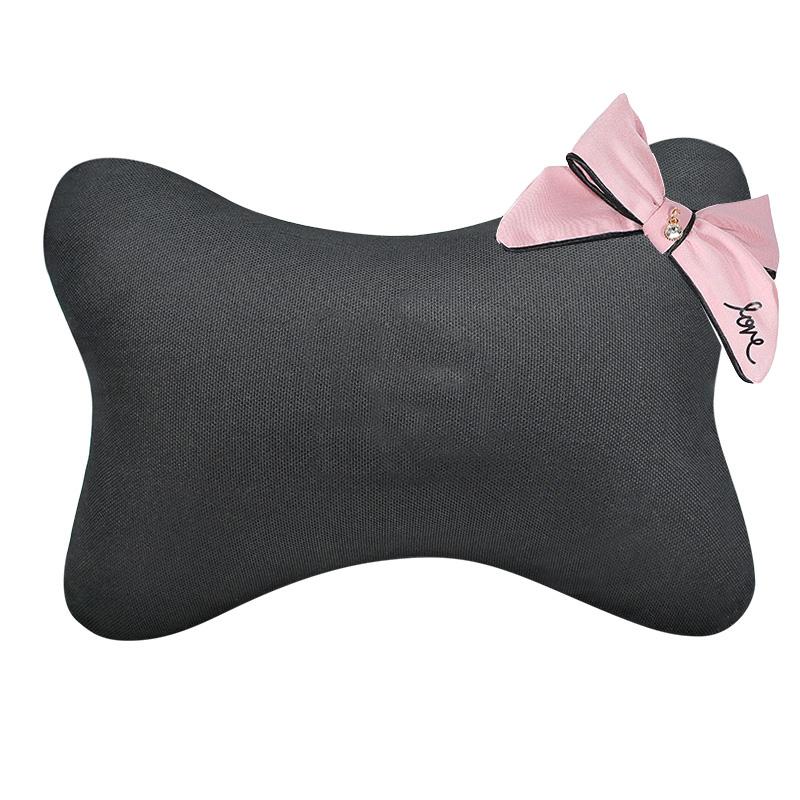 Cute Diamond Pink Bow Universal Car Neck Pillow Four Seasons Ice Silk Auto Seat Headrest Holder Waist Support Car Accessories