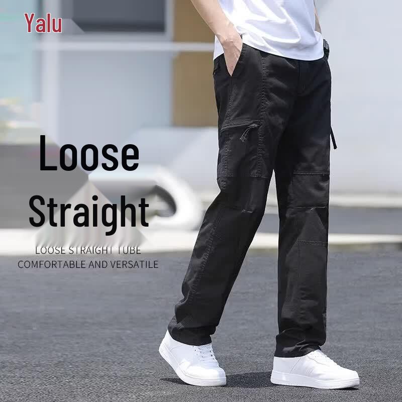 YaLu Men's Loose Fit Straight-Leg Cargo Pants