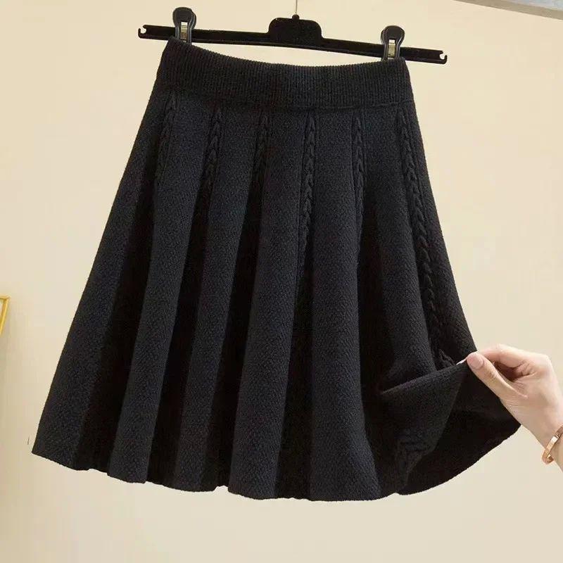 

Autumn A- Line Skirt Autumn and Winter Loose A- line Skirt Knitting Short Skirt for Women black All yards