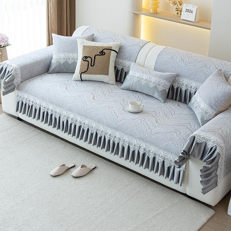 

Простая современная подушка для дивана из зернистой ткани Four Seasons Universal Skirt Нескользящая подушка для кожаного дивана 45*45cm серый