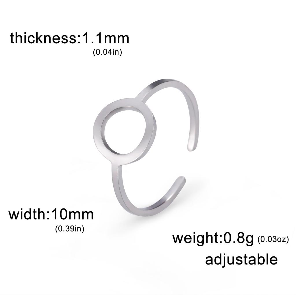 COOLTIME Rectangular Geometric Rings Open Adjustable Stainless Steel Rings for Men Women Statement Jewelry Gift 2025 New