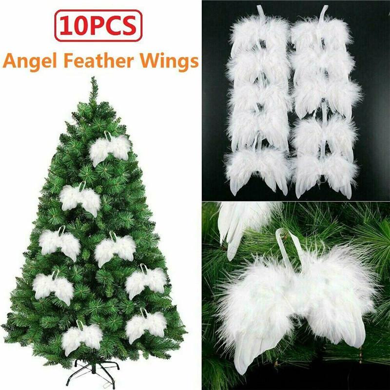 US 1/10PCS Angel White Feather Wing Christmas Tree Decor Hanging Ornament Wedding High Quality