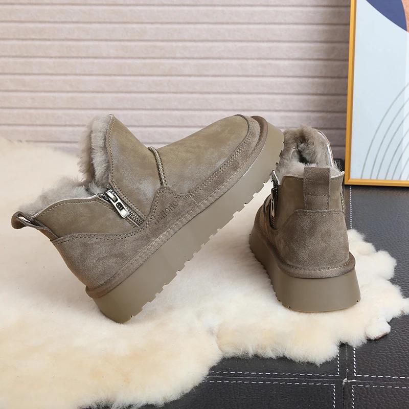 Women Boots for Women Keep Warm Snow Boots Female Zipper New Wool Boots Winter Ladies Fur Warm Low-cut Shoes Botas De Mujer