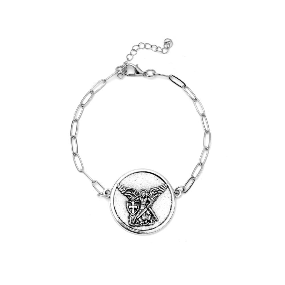 Saint Michael Alloy Religious Bracelet with Lobster Clasp