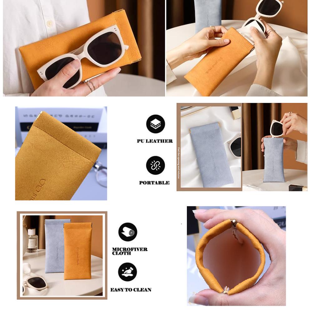 PU Leather Soft Eyeglass Case Protective Cover, Portable Sunglasses Box, Squeezable Eyeglass Bag for Both Men and Women, Availab