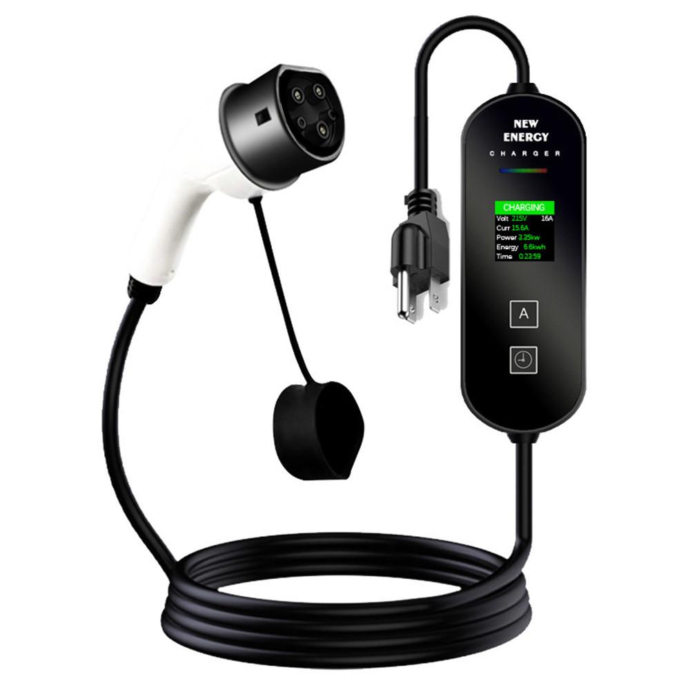 13A 3.5KW Intelligent Temperature Control Anti-Theft Charging Equipment LED Screen EV Charger Portable Electric Vehicle Charger
