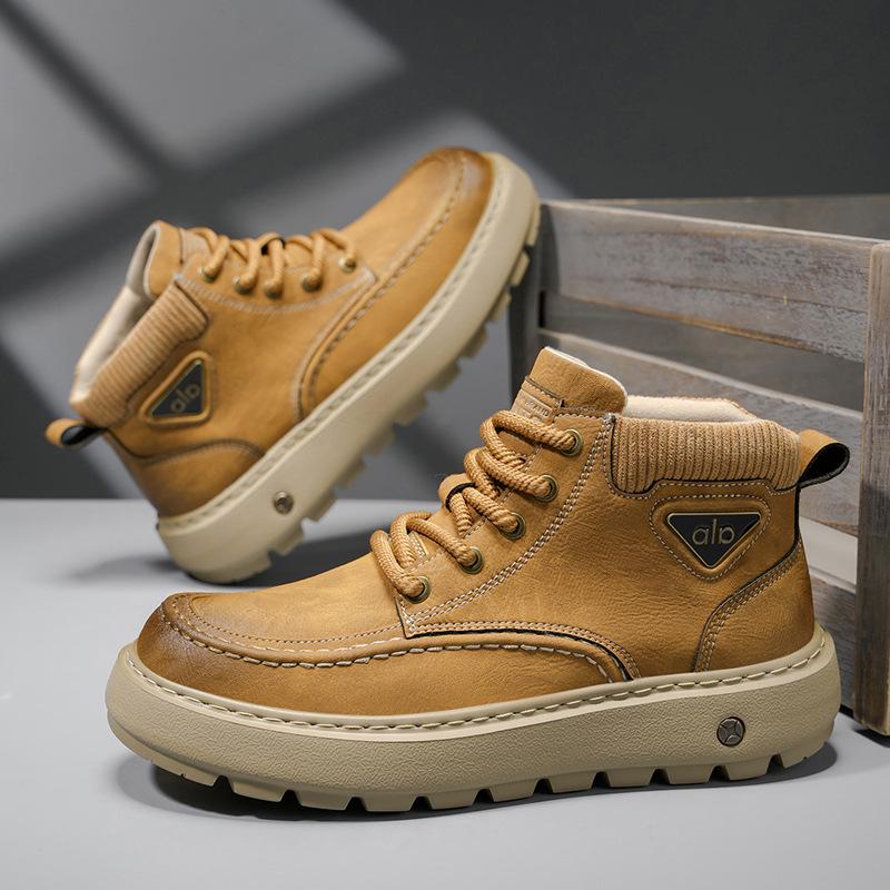 High-top shoes winter work waterproof and non-slip outdoor mountaineering thick-soled heightening Martin boots