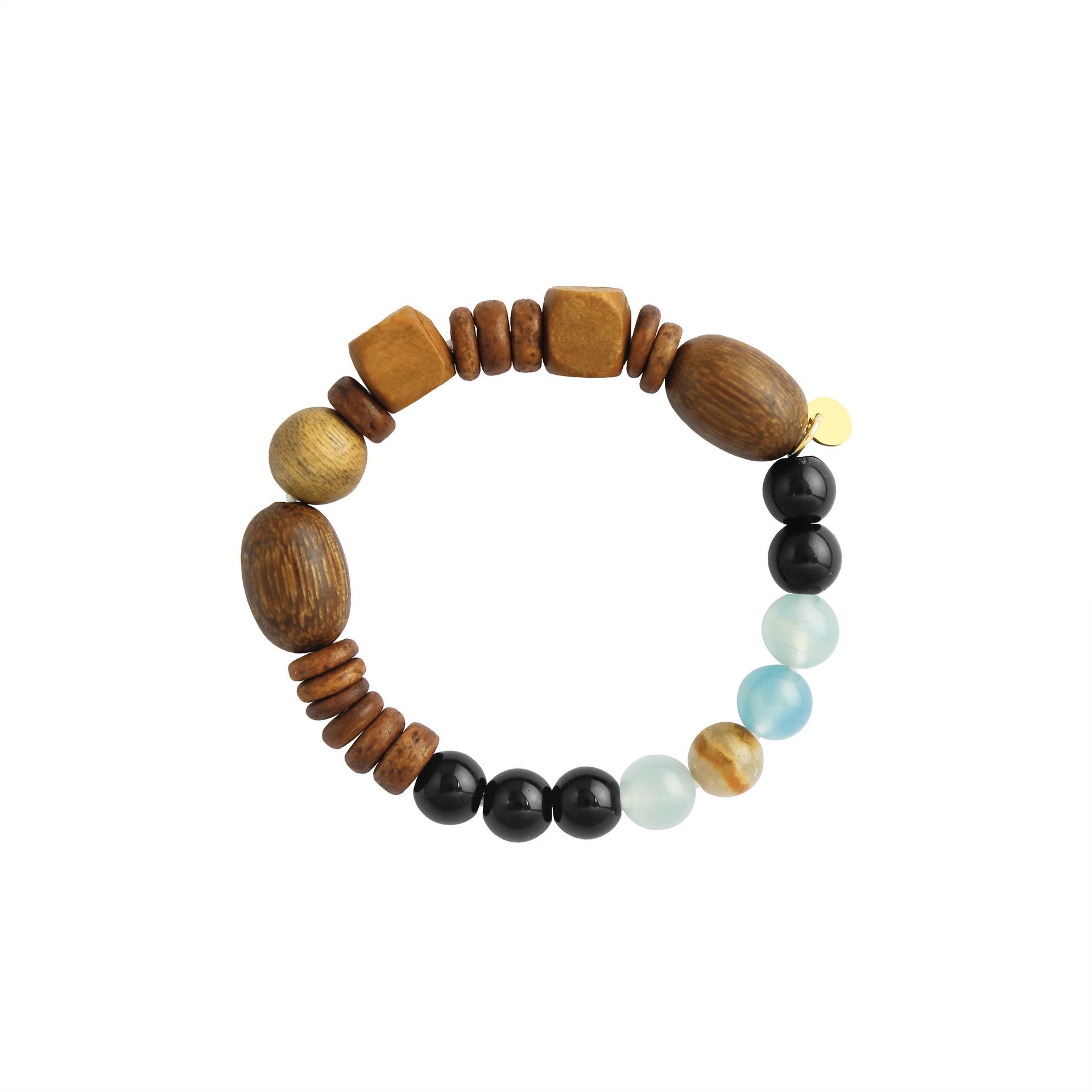 ZiXIU Autumn/Winter Jelly Sea Series Bracelet: Chinese-Style Black Agate & Agarwood Beaded Design