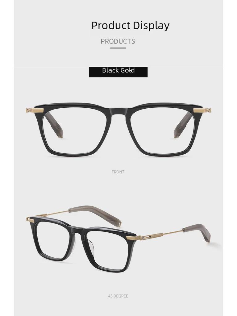 Japanese Handmade Pure Titanium Square Glasses Frame for Men & Women, Large Face, DLX 403 Retro Style