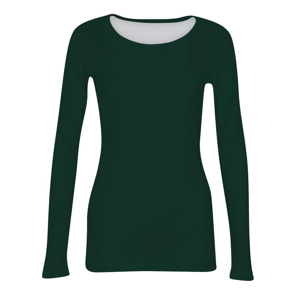 Women's And Winter Slim Bottom T-shirt Fashion Casual Color Round Neck Pullover Long Sleeve Top