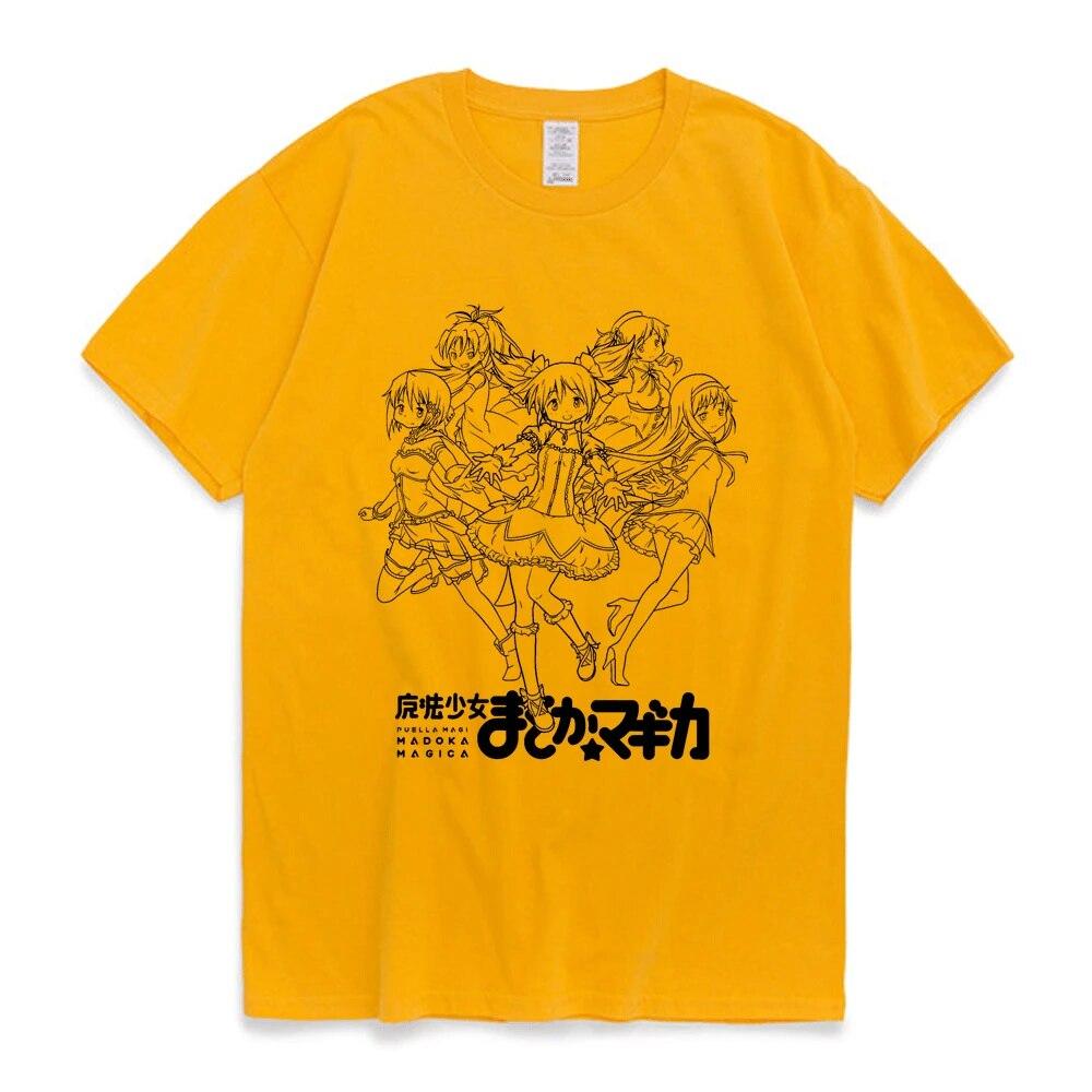

Футболки Madoka Magica, черная футболка с круглым вырезом Kawaii, футболка аниме Magical Girls Essential, одежда унисекс с короткими рукавами, топы XL