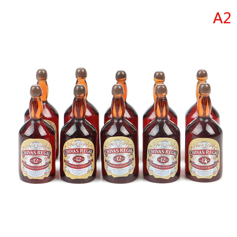 Various Styles 10pcs Mini 1/12 Dollhouse Miniature Simulation Whisky Wine Bottles Pretend Play Toys Doll Food Drink Accessories
