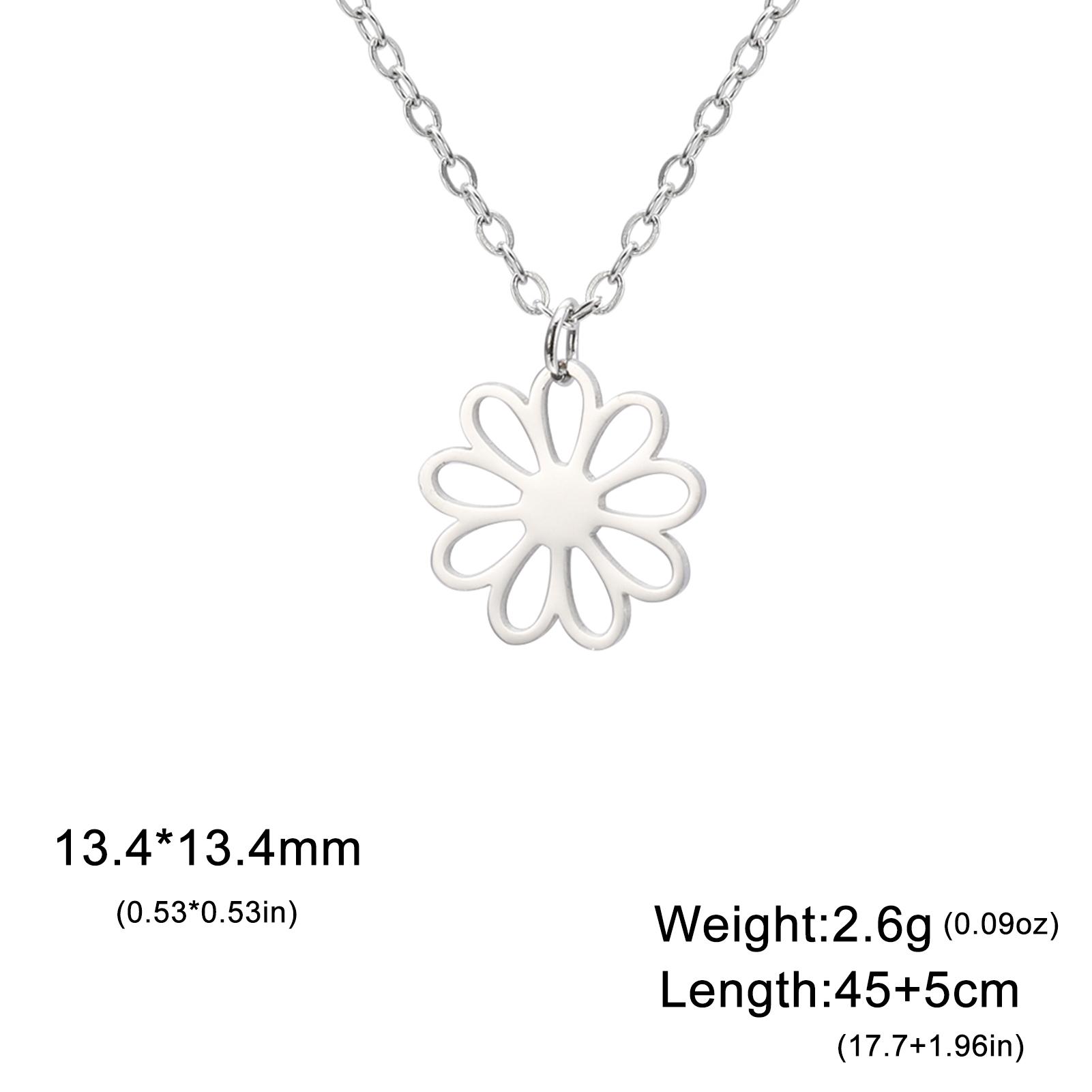 Lucktune Daisy Flower Pendant Necklace Stainless Steel Hollow Sunflower Chain Necklace for Women Trendy Romantic Jewelry Gifts