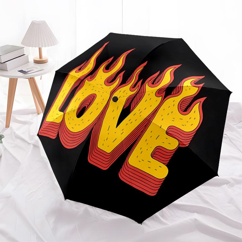 1pc Flame Love Automatic Folding Umbrella - Portable Collapsible 8-Rib Umbrella for All Seasons Yy251119167