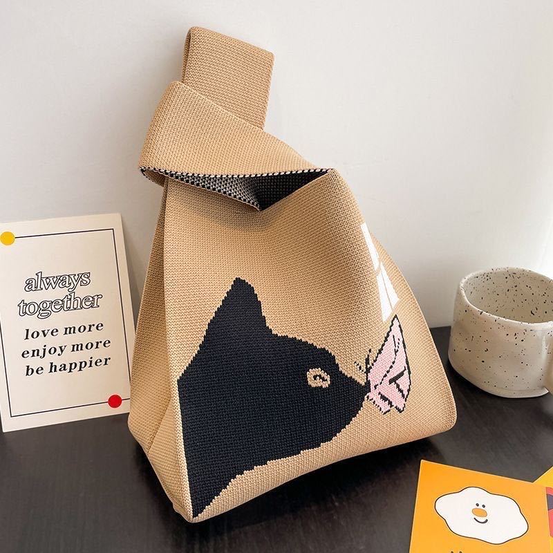 Women's Knit Tote Bag,Crochet Shoulder Bag,Small Woven Handbag,Portable Purse