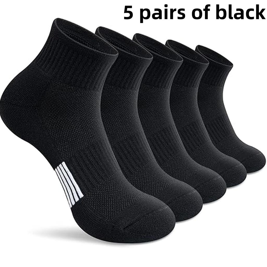 5 pairs of casual sports solid color mid tube socks suitable for both men and women, mesh breathable, odor proof,sweat absorbing