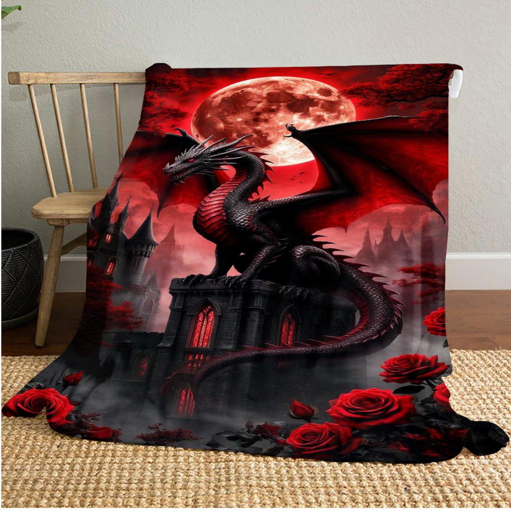 Fairy Dragon Moonlit Night Throw Soft Comfortable All Seasons Blanket Perfect Gift Couch Office Nap Outdoor Travel Blanket