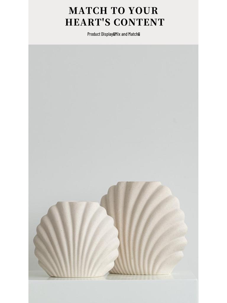 Ceramic Vase for Flower Arrangements - Desktop Shell Ornament Decor