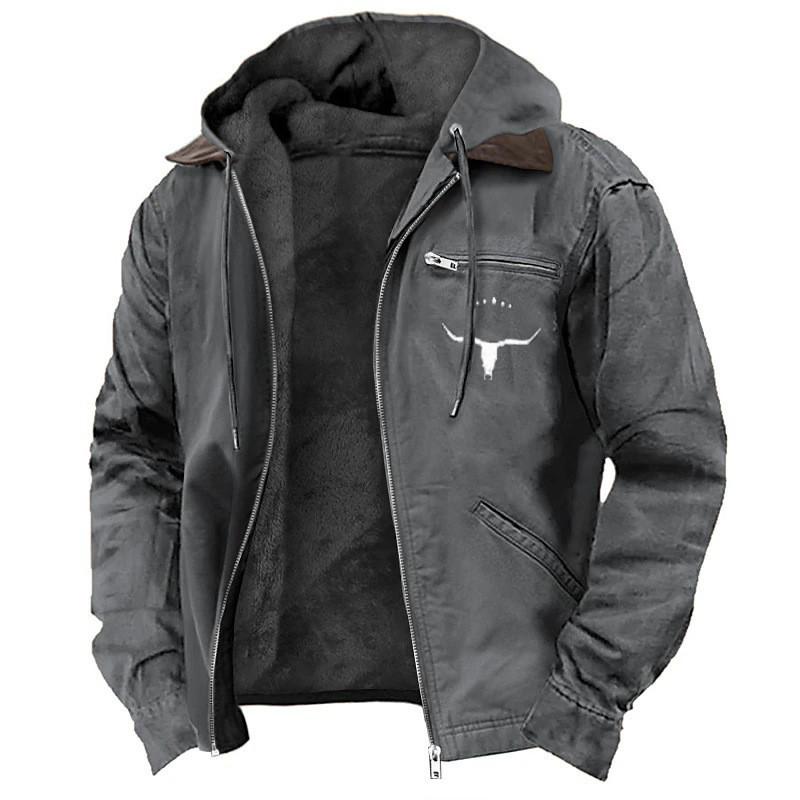 2025 European & American Men's Retro Hooded Zipper Jacket - Trendy, Casual & Versatile