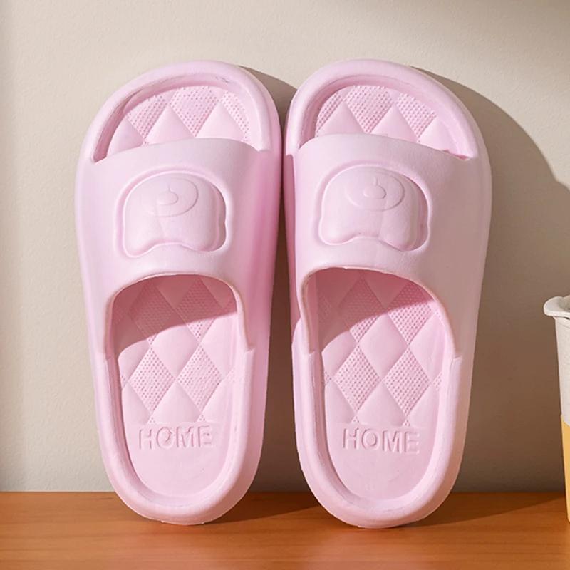 Fashion Lightweight Soft Sole Summer Slippers Women Solid Color Non-Slip Indoor Slides Woman Flat Heel Casual Couple Bathroom Flip Flops
