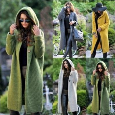 Cashmere Cardigan In Autumn and Winter Women's Loose Long Sleeve Sweater Solid Color Knitted Long Thickened Top