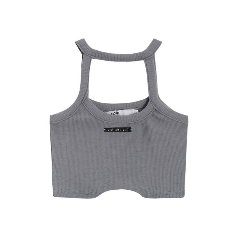 Summer 2026 Grey Hollow-Out Halter Tank Top for Women