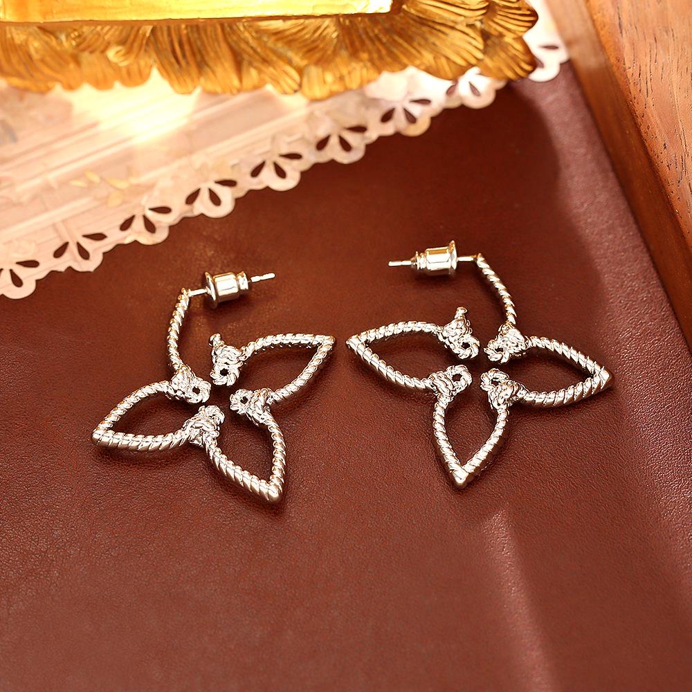 Elegant Four-Leaf Clover Knot Earrings for Women - European American INS Style