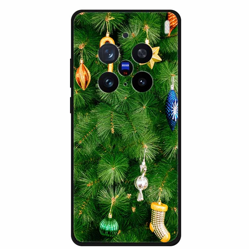 Christmas Cover For Vivo X200 Pro 6.78"Black Silicone Case For vivo X200 Pro mini 6.31" TPU Santa Claus ChristmasTree Back Cover