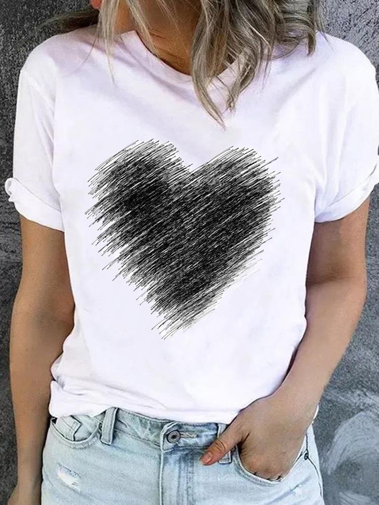 (Asian Size) Women Fashion Printed Casual T Shirt Tee Top Lady Female feather style 90s Graphic Short Sleeve T-shirts Clothing