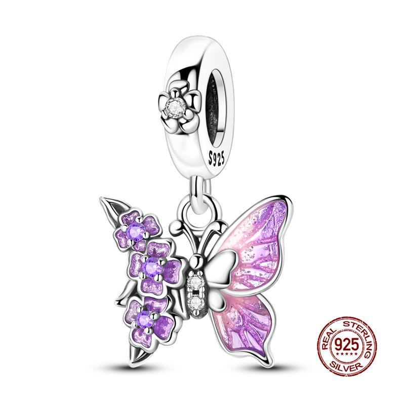 Neu in Charm-Perlen Charms Kupfer Glasierte Tulpen-Perlen Charms Schmetterlinge Charm-Perlen Charms Perlen Charms Kompatibel Mit 3mm Authentischen Armbändern Damen Tun
