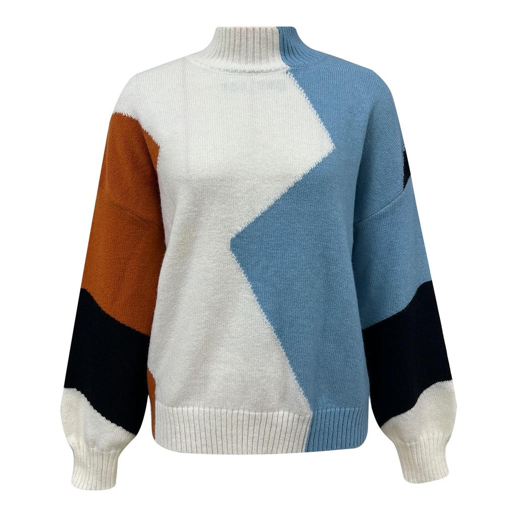Women's Temperament Loose Color In The Turtleneck Knitting Sweater