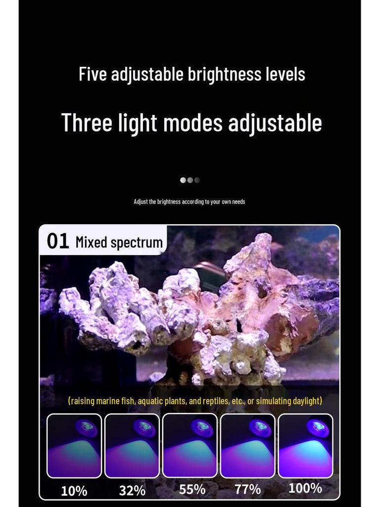 Cross-Border Reef Tank Coral Light: Deep Sea Spectrum, UV for Fluorescence, High-Brightness Lens, Smart Upgrade