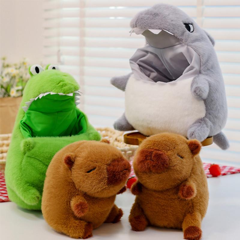 Cute Crocodile Shark Capybara Peripheral Plush Doll Capibara Plush Doll Kawaii Stuffed Animal Doll Kids Birthday Gift Toys