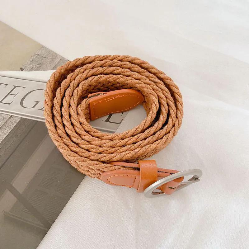 

WTEMPO Versatile Jeans Faux Leather Belts Women s Non-perforated Woven Loose Belts Student Decorative Belts 1pc хаки