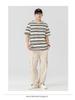 Sailor Style Japanese Striped Cotton Short Sleeve Men's T-Shirt: Loose Fit for Couples & Teens